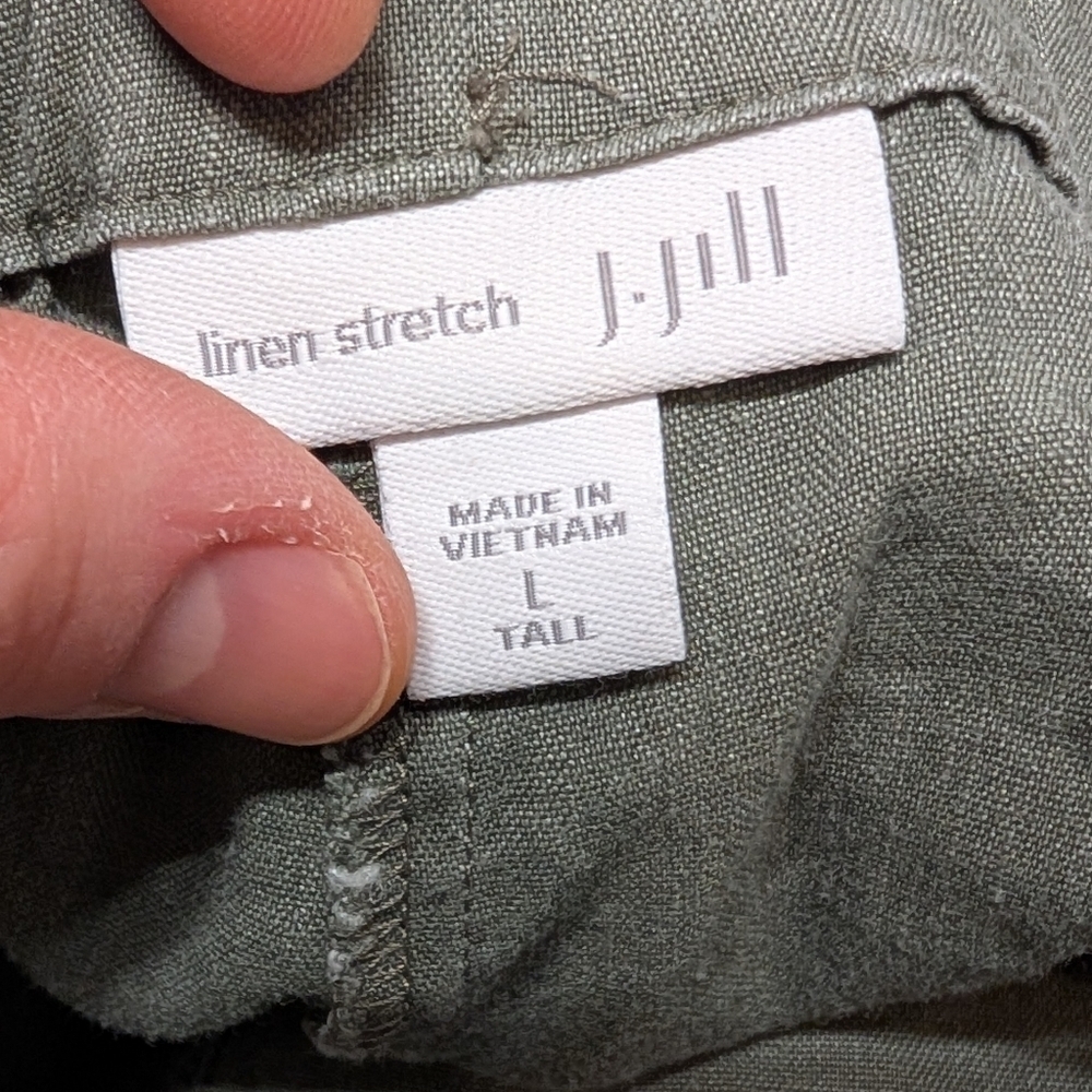 J. Jill Linen Stretch Green Casual Pants Women's Large Tall - Picture 3 of 7